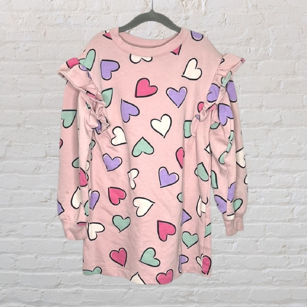 H&M Heart Print Ruffle Sweater Dress
